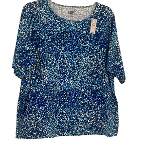 Lands' End 1X Rash Guard Blue Pit to Pit 24” NEW WITH TAGS Short Sleeves